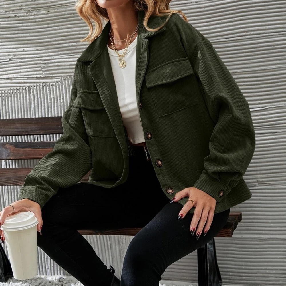 Cozy Button up Corduroy Oversized Jacket Shacket - Picture 3 of 13